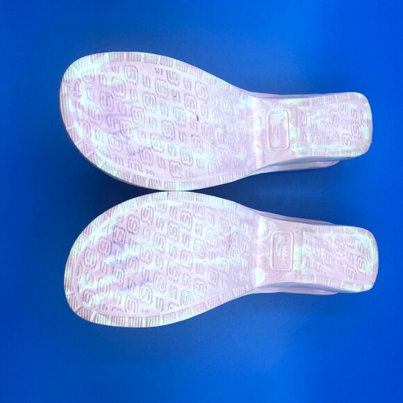 Skechers Sandals Womens 10 Cali Gear Shoes Pink/White Slip On Wedge Flip Flops - Picture 8 of 10